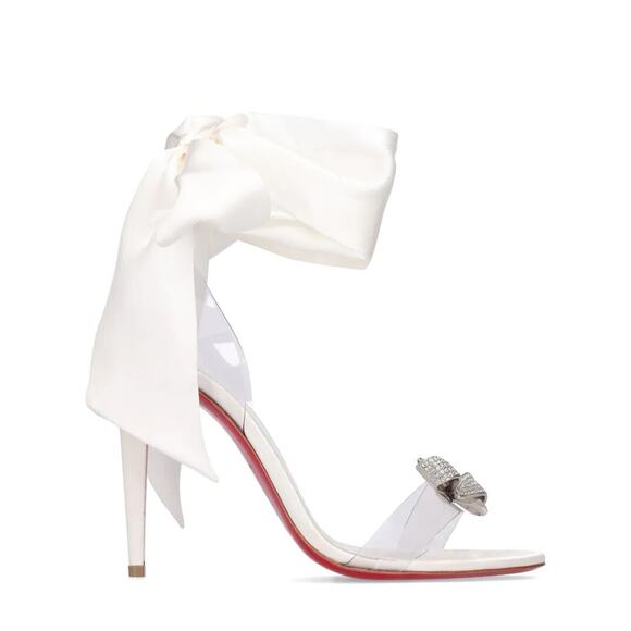 Christian Louboutin Astrinodo 100 Ivory PVC Bow Lace Up Tie Sandal Heel Pump 37 - Picture 6 of 16